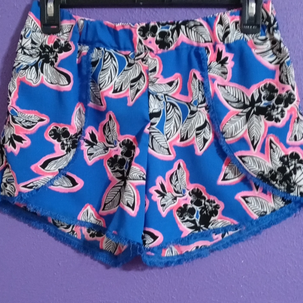 Blue and pink shorts